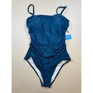 NWT Cupshe Blue One Piece Bathing Suit Size M Swimsuit M Ruched Tummy Control
